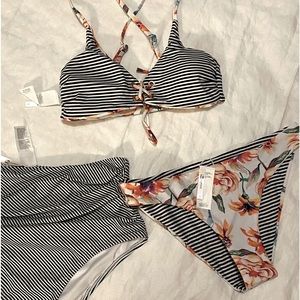 NWT Cupshe 3 piece reversible bikini